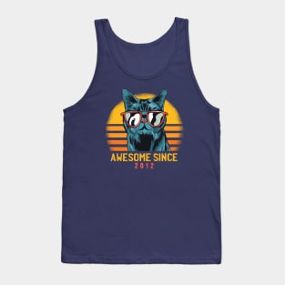 Retro Cool Cat Awesome Since 2012 // Awesome Cattitude Cat Lover Tank Top